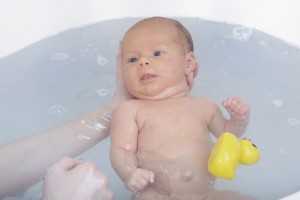 baby girl having a bath