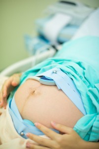 pregnant female during labor contraction